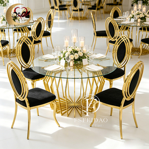 เฟอร์นิเจอร์ห้องอาหาร โต๊ะสี่เหลี่ยมสแตนเลสสีทองทันสมัย พร้อมเก้าอี้สำหรับใช้ในโรงแรม - Product Image 6