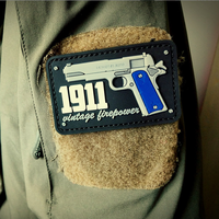 Patch Vintage 1911 Firepower en PVC souple avec crochet pour veste, sac tactique et vêtements, style à coudre, décoration en dentelle 3D