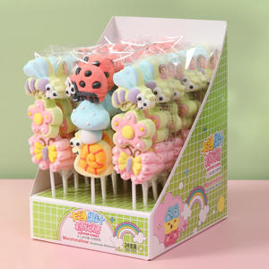 Sucettes en forme d'insectes amusantes aromatisées aux <span class=keywords><strong>fruits</strong></span> halal, personnalisées par OEM, en boîte de présentation - Product Image 1