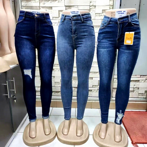 Abbigliamento in Eccesso di Magazzino: Jeans da <span class=keywords><strong>Donna</strong></span> in Denim Elasticizzato a Vita Alta, Stile Boyfriend, per l'Estate, Lotto di Stock Cinese, <span class=keywords><strong>Pantaloni</strong></span> da <span class=keywords><strong>Donna</strong></span> alla Moda - Product Image 2