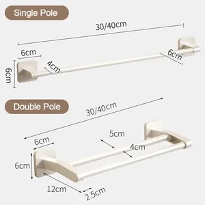 Porte-serviettes en aluminium de qualité supérieure 30CM/40CM, support mural adhésif pour serviettes, organisateur de salle de bain à forte capacité de charge - Product Image 6