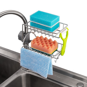 Hot sale new kitchen shower stainless steel faucet storage rack hanging sink faucet sponge soap holder cloth rack