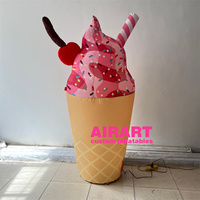 Ballon gonflable coloré en forme de crème glacée pour l'été, grand modèle gonflable de gâteau et de dessert, crème glacée gonflable pour la publicité