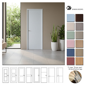 Porta in Legno Insonorizzata per Appartamenti 55dB, Vernice Ecologica a Base d'Acqua, Design Minimalista, Tre Scanalature di Tenuta, <span class=keywords><strong>Dimensioni</strong></span> Personalizzabili, Garanzia 2 Anni - Product Image 1