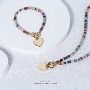 Conjunto de Collar y Pulsera de Cuentas Chapadas en Oro de Alta Gama para Mujer, Estilo Bohemio Retro Europeo-Americano, con Hebilla de Seguridad, No se Desvanece - Product Image 1
