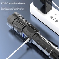 Lampe de travail LED COB, lampe torche à focalisation réglable, indice de protection IP44, portée du faisceau de 500 m+, rechargeable par USB-C, portable, lumière puissante pour l'extérieur