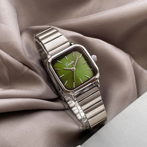 Reloj de mujer nicho reloj cuadrado verde banda de acero reloj de pulsera de estudiante simple y elegante - Product Image 5