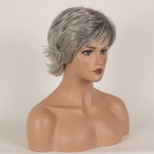 Nouvelle perruque courte bouclée dégradée gris argenté pour femme, accessoires de mode européens et américains - Product Image 6