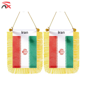 Vente en gros de drapeaux de voiture nationaux iraniens en satin, drapeaux de pays iraniens, fanions, bannières avec décoration en pompon - Product Image 5