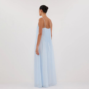 Robe midi en ramie pour femme, style vacances à la française, robe de soirée unie, chic décontracté, bleu clair - Product Image 5