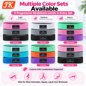 ชุดยางยืดออกกำลังกาย Jinke Fabric Latex Resistance Bands 3 ระดับ ไม่ลื่น ไม่ม้วนตัว ผลิตจากโพลีเอสเตอร์และผ้าฝ้าย สำหรับบริหารกล้ามเนื้อสะโพก ก้น และขา เหมาะสำหรับผู้หญิง - Product Image 4