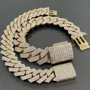 Chaîne cubaine joielli rappeur hip hop maillons cubano VS Moissanites 4 droites brassiale a catena cubana Moissanite - Product Image 1