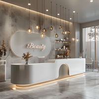 Comptoir de réception en bois laqué argent design moderne de luxe pour hôtels, petites boutiques et salons de beauté