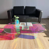 Table basse ronde en acrylique, nordique et moderne, couleur arc-en-ciel, salon, Table à thé