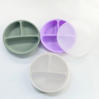 Ensemble de repas en silicone de qualité alimentaire sans BPA Aierdi pour bébés et tout-petits, design moderne, assiette à ventouse incassable avec couvercle