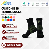 Chaussettes de tennis pour hommes et femmes, pour joueurs, matchs de club, en coton, mi-mollet, avec bordure contrastée, douces et confortables, chaussettes de sport