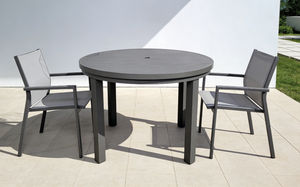 <span class=keywords><strong>Mesa</strong></span> de Centro Redonda de Aluminio <span class=keywords><strong>para</strong></span> Exteriores, Color Gris Oscuro, Resistente a la Intemperie, <span class=keywords><strong>con</strong></span> Orificio <span class=keywords><strong>para</strong></span> <span class=keywords><strong>Sombrilla</strong></span>, <span class=keywords><strong>para</strong></span> Balcón o <span class=keywords><strong>Terraza</strong></span> - Product Image 3