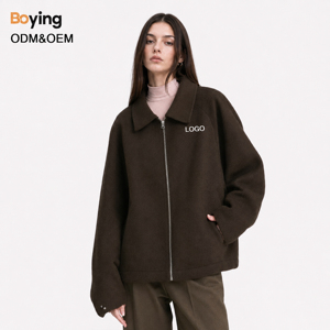 <span class=keywords><strong>Manteau</strong></span> en laine pour femme, veste courte, vêtement thermique d'hiver, certifié GRS BSCI CE, respectueux de l'environnement, ODM/OEM, logo personnalisé, livraison rapide - Product Image 1