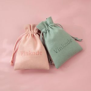 Sac à bijoux Vinknde en microfibre avec cordon de serrage, rectangulaire, 8x10cm, 15x20cm, pour l'emballage des boucles d'oreilles, avec impression de logo - Product Image 3