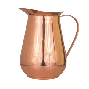 Pichet à eau élégant en cuivre pur, forme poire, avec bec verseur évasé et poignée courbée - Product Image 1