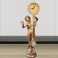 Horloge de table/étagère silencieuse à pendule, style européen, en bronze et résine, avec statue rétro de « Garçon », mouvement à quartz