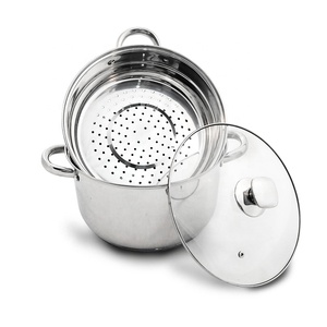 Uy Tín Nhà Bếp Thiết Lập Chất Lượng Cao 5Pcs Thép Không Gỉ Đồ Nấu Nướng Hấp Thân Thiện Với Môi Thiết Kế Tối Giản Gương Đánh Bóng Thủy Tinh - Product Image 3