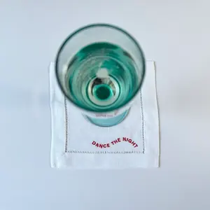 Divertidas servilletas de lino bordadas Blanco Rojo Baile/Estancia/<span class=keywords><strong>Frases</strong></span> de bebida para fiestas Agregar Vibe Reuniones Cuadrado Blanco Rojo Bordado - Product Image 5
