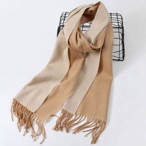 Autumn Winter Double Sided Two Tone Color Embroidered Scarf Thickened Pure Wool Scarf for Women Annual <b>Gift</b> - Product Image 4