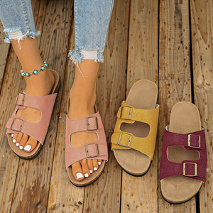 Sandalias de Corcho Cómodas con Doble Hebilla Ajustable, Diseño Calado y Transpirable, Soporte para el Arco del Pie, para Uso en Interiores y Exteriores - Product Image 2