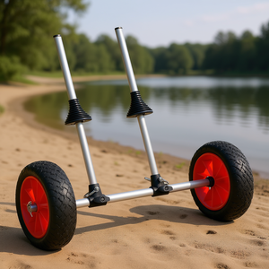 Carrello Regolabile per Kayak con Telaio in Alluminio, Ruote Grandi Rosse, Carrello da Trasporto per Uso Esterno - Product Image 3