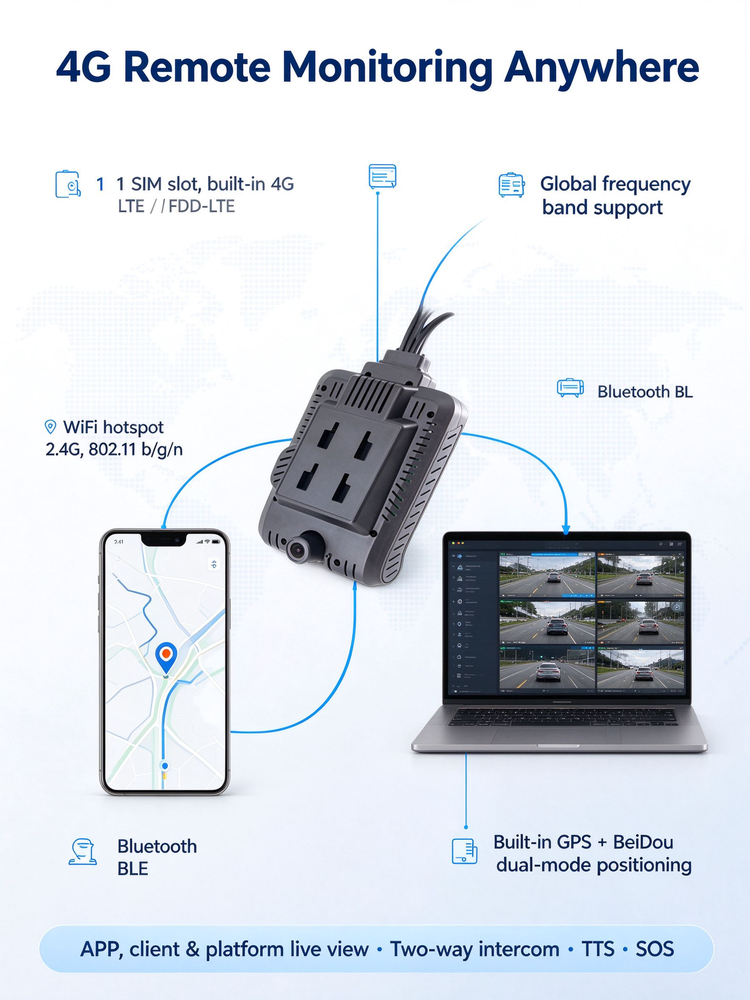 ET5606T 6 Channel AI 4G Dash Cam 1080P Car DVR Camera With ADAS DMS BSD GPS WiFi Bluetooth SIM, 6CH MDVR For Truck Bus Fleet · image 3