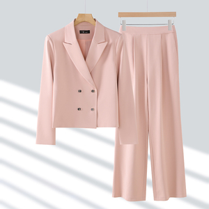 2024 <span class=keywords><strong>costume</strong></span> deux pièces haut de gamme pour femmes nouveau petit <span class=keywords><strong>costume</strong></span> d'automne avec tempérament manteau court et <span class=keywords><strong>pantalon</strong></span> large - Product Image 1