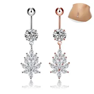 Leaf Dangle Belly Navel Ring Xinfocus Body Piercing Jewelry