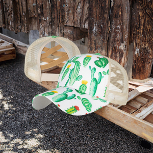 Gorra trucker de algodón Dobby ajustable con diseño de calavera azteca, cactus y crisscross, estilo vaquero, bohemio, étnico y deportivo. - Product Image 3