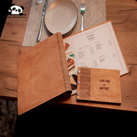 Carte de menu personnalisée avec logo gravé, style rétro, pages remplaçables, porte-menu, couverture de menu en bois pour mariage