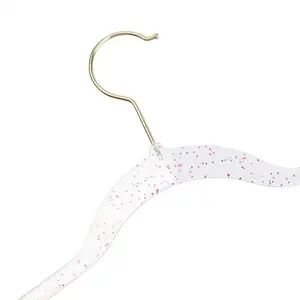 Manufacturer Direct Sale Transparent plastic suit hanger, sparkling acrylic gold powder pearl hanger