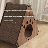 Maison pour chat en carton écologique en forme de triangle moderne, lit-griffoir durable en papier ondulé, respirant, pour intérieur