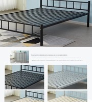 Cadre de lit simple en métal robuste avec tête de lit et support à lattes durable, aucun sommier tapissier requis, pour chambre à coucher, dortoir, appartement