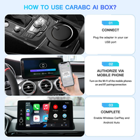 Caja inteligente Android 13 CarPlay inalámbrica KT7S con chip Qualcomm 6225 con ranura para tarjeta TF, ranura para tarjeta Sim y adaptador de puerto de TYPE-C