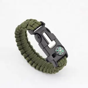 Parachute Cord Groothandel Camping Hand Band Flint Mes Tactische Survival Fire Starter Custom Survival 550 Paracord Armband