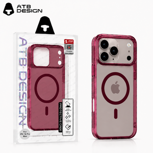 เคสโทรศัพท์แม่เหล็กแบบกำหนดเอง ATB สำหรับ <span class=keywords><strong>iPhone</strong></span> 18 17 16 Pro Max สีดำเชอร์รี่โปร่งแสง ป้องกันการกระแทก ขายส่ง - Product Image 1