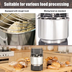 Mélangeur à spirale professionnel robuste, capacité 3kg-100kg, 750W, 10 vitesses, pour pizzeria, boulangerie et transformation alimentaire - Product Image 3