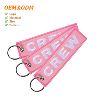 Vente en gros de porte-clés portables rectangulaires en tissu, avec lettrage gras CE CREW, impression par transfert thermique sur cuivre, couleur personnalisée