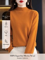 Pull en laine 100% sur mesure pour femme, col montant, manches longues, tricot en pure laine, fabricant OEM ODM