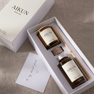 Aikun Custom Luxury Reed <b>Diffuser</b> Gift Set With Glass Bottle Scented Candle Aromatherapy <b>Sticks</b> And Rigid Paper Box For Holiday - Product Image 1