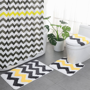Bathroom Washroom Waterproof 4pcs Shower <b>Curtains</b> Toilet Lid Cover Anti-Slip Rug Mat Set - Product Image 5