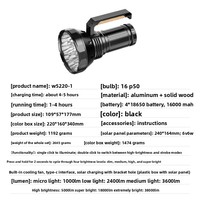 Lampu Senter Luar Ruangan Black Forest Cross-border Super Terang Isi Ulang Aluminium Kayu IP20 Kipas Pendingin Portabel Lumen Tinggi