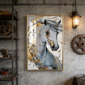 Peinture sur Porcelaine Cristalline Personnalisée Cheval, Impression HD Luxe Moderne, Décoration Murale LED pour Salon, Décoration Intérieure - Product Image 2