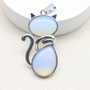 Colgante de piedras preciosas de gato, colgante de cristal curativo de piedra Natural con hallazgos de latón en tono Platino, colgantes paganos <span class=keywords><strong>Wicca</strong></span> - Product Image 5