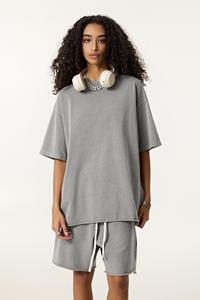 T-shirt unisexe surdimensionné en coton 100% avec logo personnalisé, style vintage délavé, col rond, batik blanc cassé, vente en gros pour hommes - Product Image 5